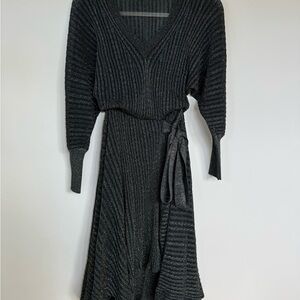 Chloe - Elegant Black and Gold Sweater Dress
